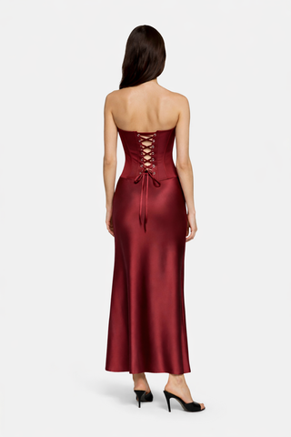 Bordo Krep Saten Etek