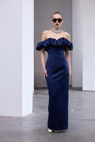 Nocturna Saten Maxi Elbise