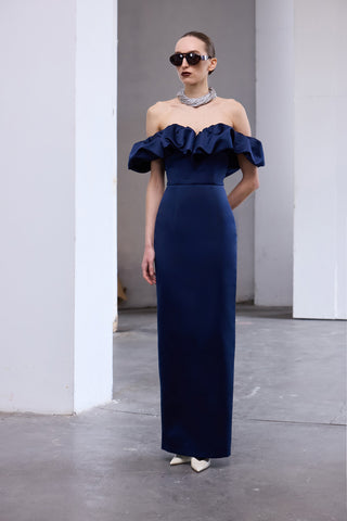 Nocturna Saten Maxi Elbise
